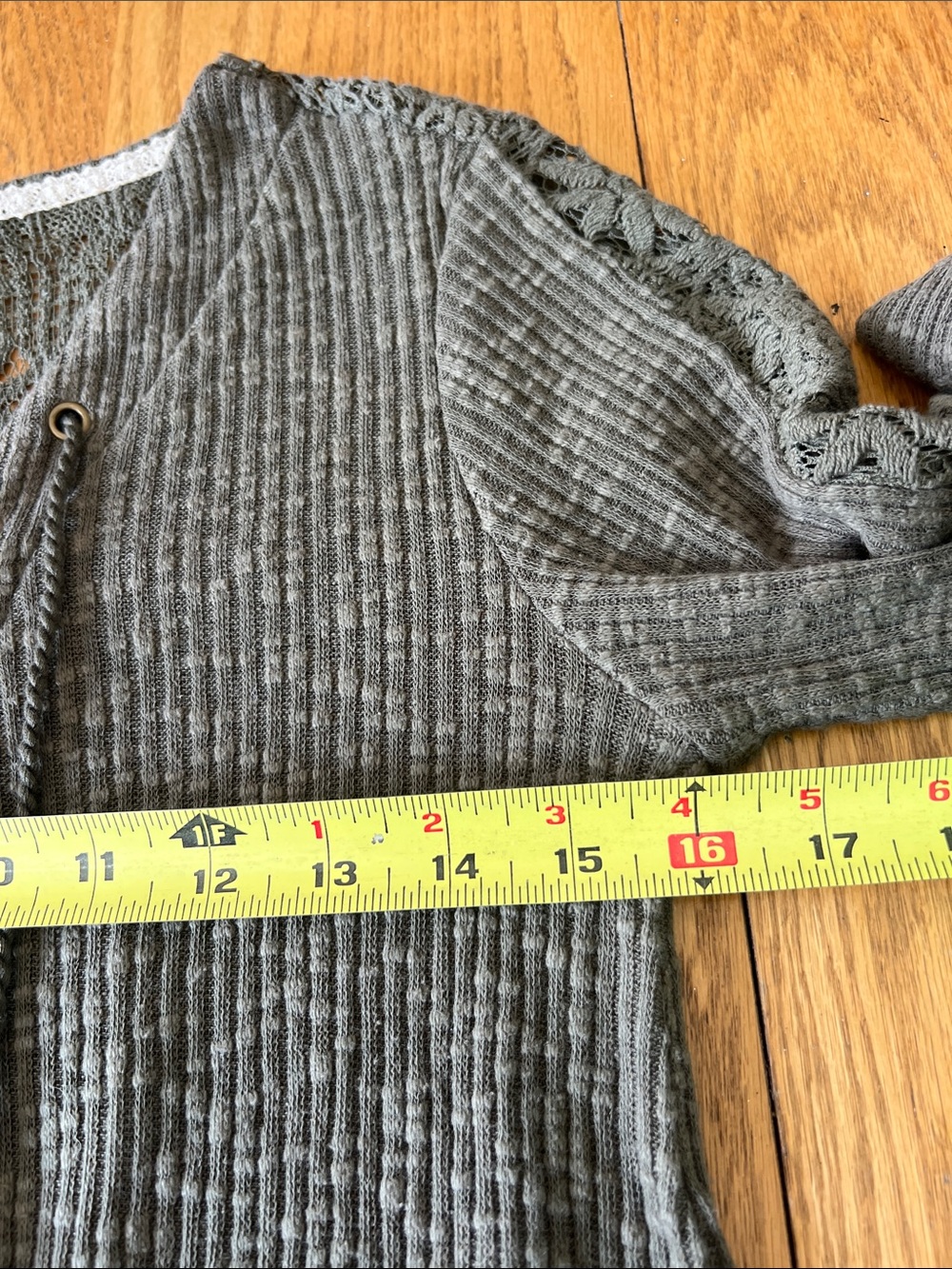 Knox Rose Lace-Up Ribbed Long-Sleeve Top in Olive Green Size XS - Picture 8 of 9